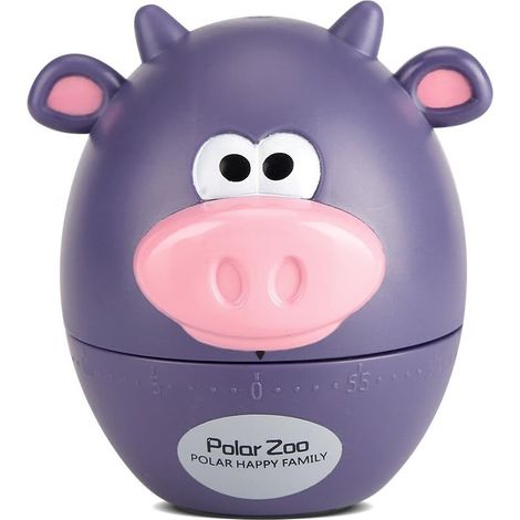 Minuteur de cuisine avec dessin, compte à rebours mécanique de 55 minutes en forme de mini-animal (vache violette) (1/4)