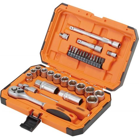 Draper 22110 Hi-Torq 6 Point Socket Set, 1/4in And 3/8in (34 Piece)