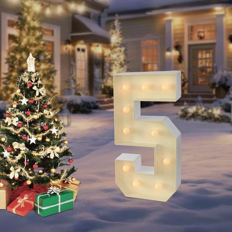 5 chiffres lumineux led, température de couleur 2000-3000k, piles aa, décoration anniversaire mariage graduation