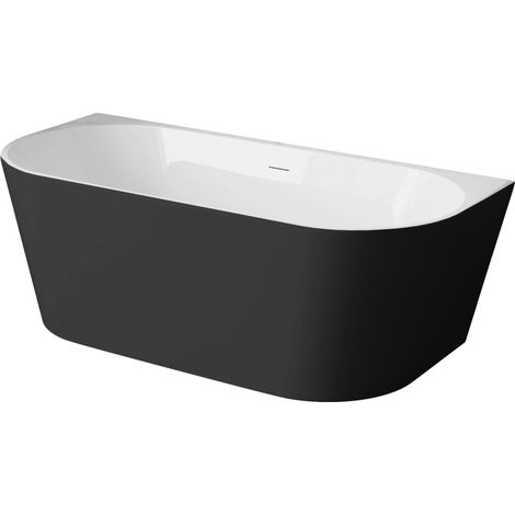 Baignoire adossée Balneo VIVA No Rim 150x75 noir acrylique
