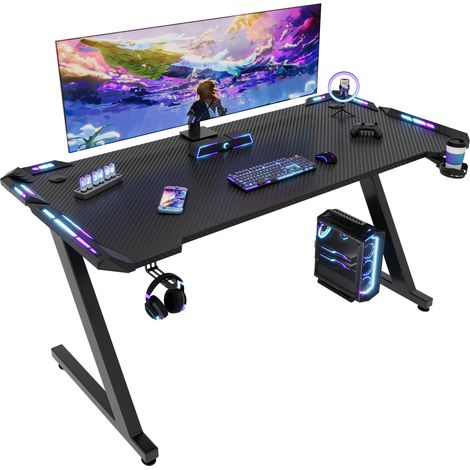 Devoko Fibre de carbone cool lampe photosport table avec support casque et porte - gobelet 140cm noir (1/3)
