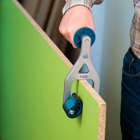Virutex – Poignée de transport ergonomique en aluminium – Antidérapante – Pour panneaux bois, métal et PVC – 3 fonctions : tirer, porter, soulever