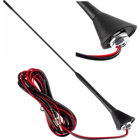 Antena para coche de 40 cm con amplificador ANT08 amio-01511 (1/4)