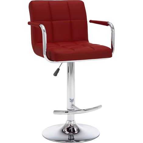 Maison Exclusive - Tabourets de bar lot de 2 rouge bordeaux similicuir (1/5)