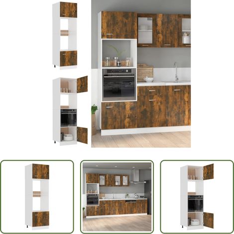 vidaXL Holzregal - Mikrowellenumbauschrank Lyon Räuchereiche 60x57x207 cm Holzwerkstoff (1/5)