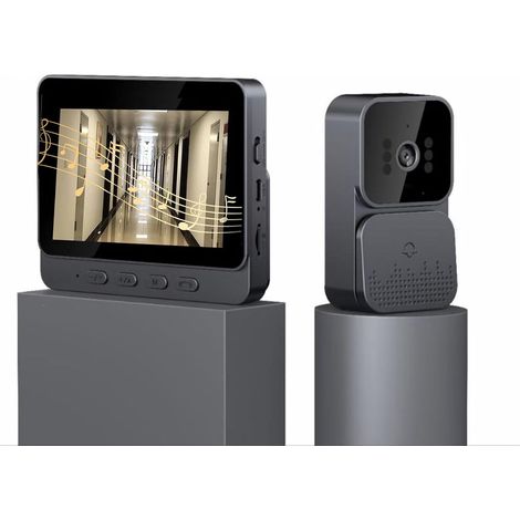 CSPARKV Timbre inalámbrico con cámara 1080P 90DB Videoportero inalámbrico con pantalla IPS de 4,3 pulgadas Videoportero inalámbrico, Videoportero para familia, Panel de calle, Timbre con cámara Ángulo (1/4)