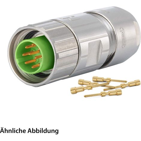 HUMMEL SET inkl. Kontakte M16 Kabelsteckverbinder, Crimpeinsatz gerade Polzahl 10-pol., Stift lange Version Kabelabgang gerade, Klemmbereich 5,0mm - 9,0mm - 1 Stück