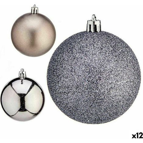 Weihnachtskugeln-Set Krist+ Silberfarben Kunststoff Ø 7 cm (12 Stück)