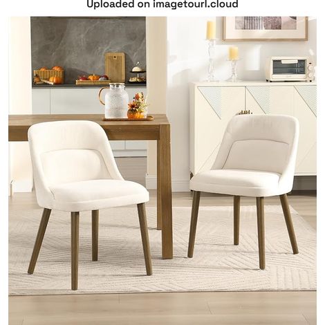 Wahson Set di 2 Sedie Cucina Imbottite con Gambe in Legno, Bianco