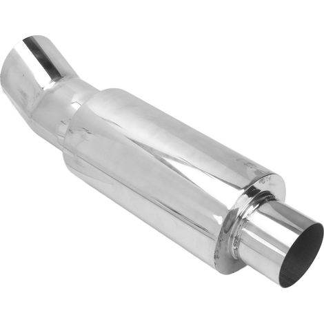 Silencieux d'échappement 63 mm, acier inoxydable, style DTM, argenté à flux direct, sonorité grave, conception universelle, convient aux automobiles. (1/5)