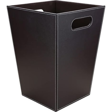Leather Waste Paper Bin for Office, Bathroom, Kitchen, Bedroom and Hotel (Square-Brown) (1/5)