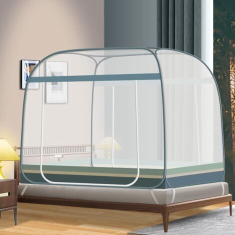 Moustiquaire de lit portable en gaze de polyester – Design pop-up avec double porte – Dimensions 200 x 215 x 160 cm – Protection efficace contre les insectes (1/5)