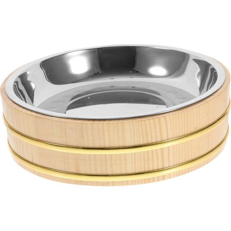 Seau à Riz à Sushi 25 Cm en Acier Inoxydable et Bois Naturel, Récipient Isolant Antirouille pour Fruits de Mer, Vaisselle Maison Polyvalente, Adapté Buffet, Restaurant et Camping (1/5)
