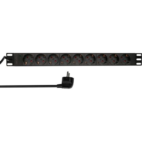 LOGILINK Bloc multiprise 19", 9 prises, connecteur Schuko, noir (1/5)
