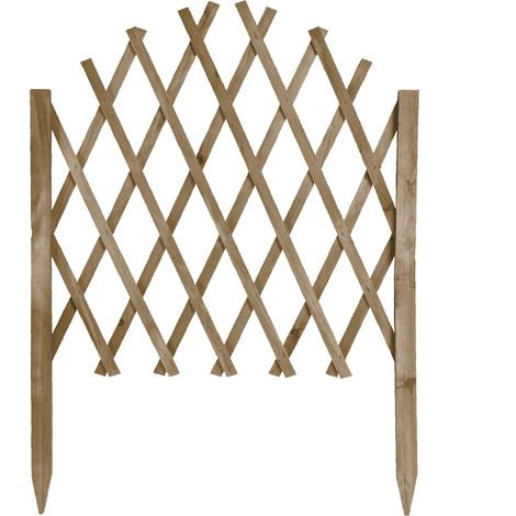 Recinzione Estensibile in Legno a Griglia 117x65 cm con Picchetti Pieghevole per Giardino e Aiuole Disponibile Verde, Naturale, Marrone Marrone