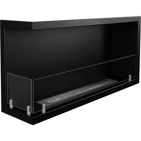 Camino a Bioetanolo Garzeno, Caminetto Capacità 1.5 lt, Superficie Riscaldabile 30 m2, Potenza (kw) 3, 90x22x45h cm Nero