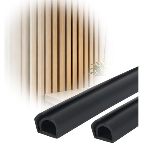 Goulotte de câble 3/6 m pour panneaux acoustiques - 12 mm de large - Semi-circulaire - Cache de câble flexible - Noir - Chemin de câble autocollant - Panneaux acoustiques pour la maison ou le bureau (1/5)