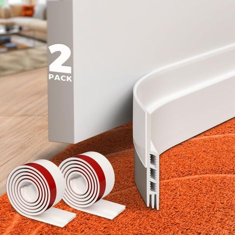 Confezione da 2 guarnizioni per porte, guarnizioni a striscia, guarnizioni per fori sotto le porte, guarnizioni isolanti per porte, insonorizzazione, adesivo forte, bianco, 94 cm (37 pollici) (1/4)