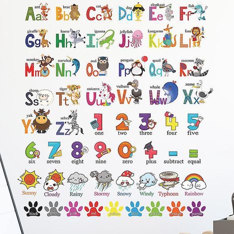 cartoon 26 Lettres De L'alphabet Chambre D'enfant Entre Dcoration Intrieure Stickers Muraux (1/5)