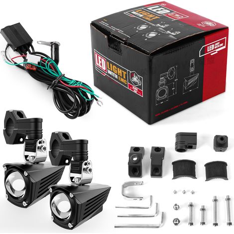 Feux Antibrouillard Avant Moto Feux Additionnels Moto LED Phare Additionnel Moto Homologué 6000K avec Interrupteur et Câbles IP67 Étanchéité (1/5)