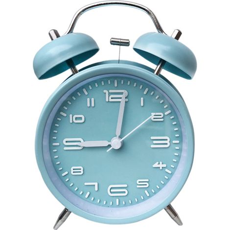Réveil rétro à double cloche bleu ciel 4 pouces pour grands dormeurs, sonnerie puissante, réveil mécanique classique pour chambre (1/2)