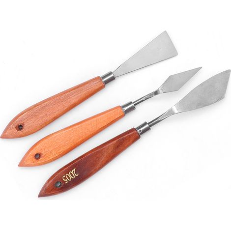 Ensemble de 3 couteaux à palette/grattoirs/outils de peinture à l'huile neutres pour peintures à l'huile et accessoires