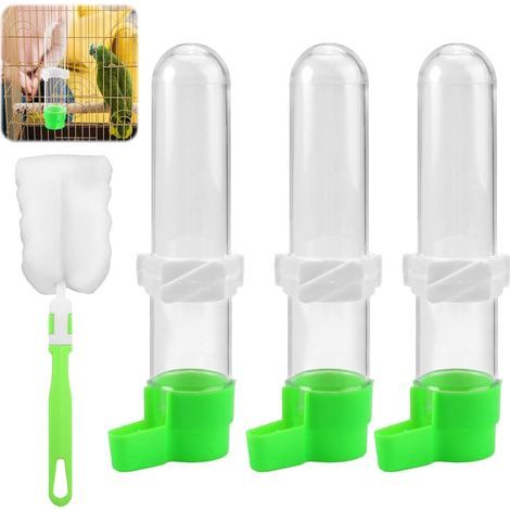 3-Piece Bird Waterer Set, Gravity Feeding Water Dispenser, 120ml Clear Plastic, for Parakeet Cages (1/5)