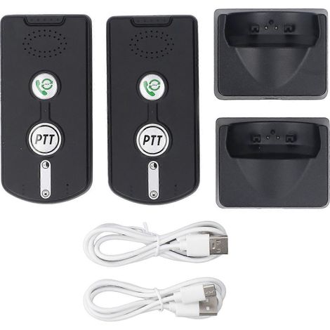 Interphone vocal bidirectionnel pour seniors, à commande vocale, mains libres, sans fil, portée de 1000 m, noir