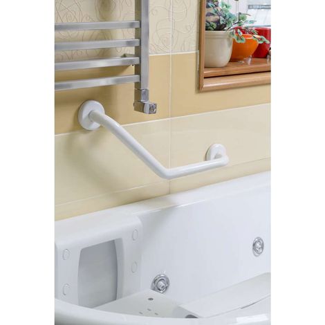 Maniglione Bagno di Sicurezza a 45° Angolare in Acciaio Bianco Safe Medium (1/2)