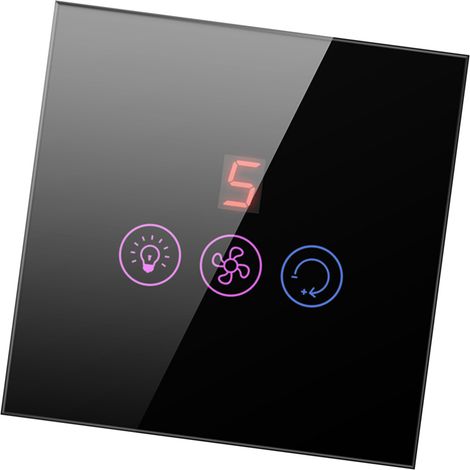 Interrupteur variateur Wifi Tuya écran tactile pour ventilateur avec lumière réglable commande à distance smartphone compatible maison connectée