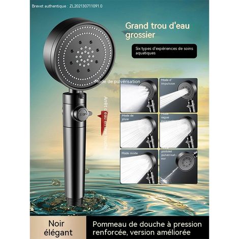 Kit de douche haute pression surpressée avec filtre pour salle de bain et chauffe eau, pommeau de douche puissant à effet pluie pour maison (1/2)