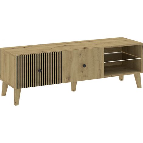 Meuble TV BERLIN 135 cm 1 Porte - 1 Niche Chêne (1/5)