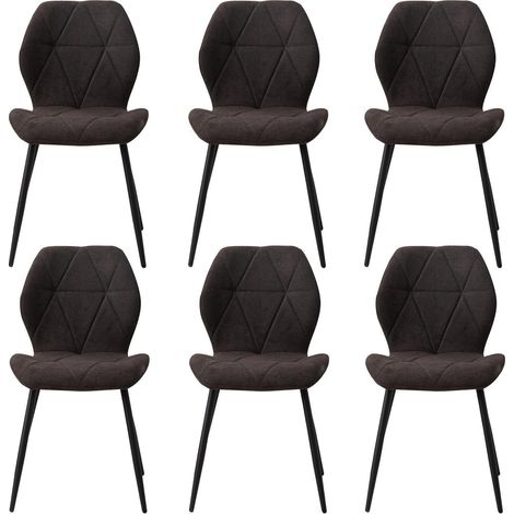 6er-Set Esszimmerstühle aus Leinen, gepolstert, ergonomisch, schwarz (1/5)