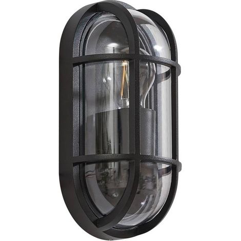 Lucande Lámpara de pared exterior 'Serine' en Negro Aluminio