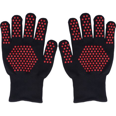 Gants résistants à la chaleur 25cm pour BBQ et soudure - Protection thermique avec doigts séparés (1/5)