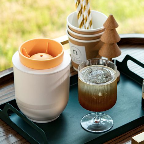 Set mit 1 Whiskykugel-Eiswürfelform, 150 ml, gelb, Gefrierbox (1/5)