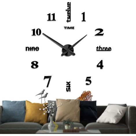MINKUROW Rahmenlose 3D-Wanduhr zum Selbermachen XXL Stumm Spiegelaufkleber Home Office Schule Dekoration (2 Jahre Garantie) (Schwarz-14) (1/5)