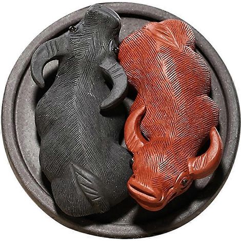 Statuette de Vache Décorative en Argile Violette, Idée Cadeau Créative pour Décoration d'Intérieur et Art de la Maison (1/4)