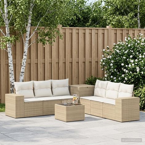 Set di divani 8 pz Beige e Bianco Crema vidaXL (1/5)