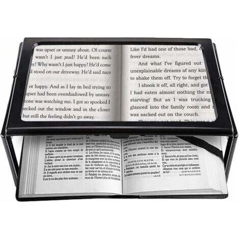 A4 Pleine Page Loupe de Lecture Loupe Sur Pied Rectangulaire Mains Libres avec 4 LED Lampe Lentille de Grossissement 3X pour Lire pour les Personnes âgées Les Aînés et Les Malvoyants de (1/5)