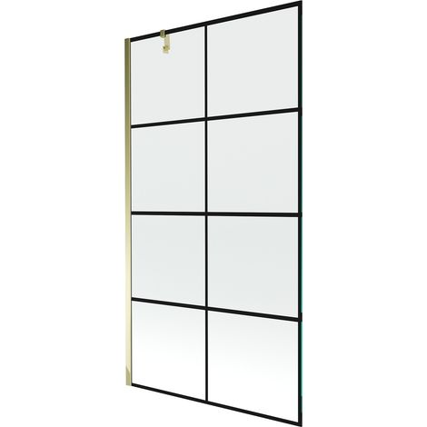 Mexen Next parete doccia 1-anta 100 x 150 cm, griglia nera, dorata - 895-100-000-00-77-50