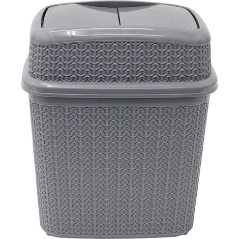 Knit Design Loop Plastic Push Top Bin, Grey (1/3)