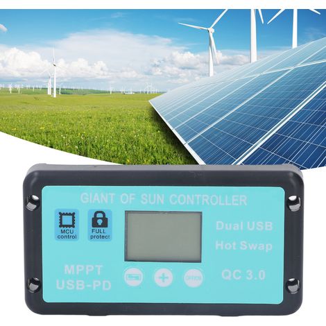Contrôleur solaire LCD 12V/24V, régulateur MPPT, USB-PD, QC3.0, contrôleur de panneau photovoltaïque 40A (1/5)