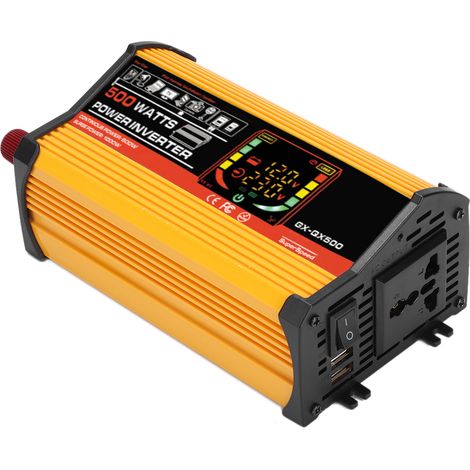 Onduleur voiture 500W convertisseur transformateur DC12V vers AC110V écran couleur jaune (1/5)