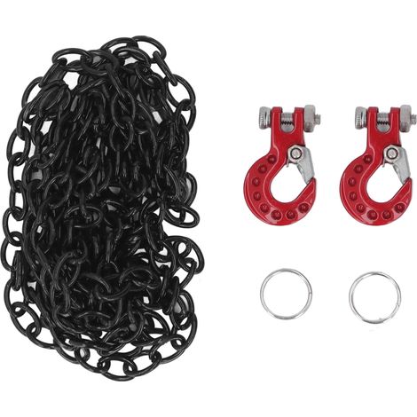 Crochet de Remorquage et Chaîne de Remorque pour Voiture RC, Pièce de Rechange Améliorée, Décoratif, Compatible avec SCX10 D90, Camion Crawler 1/10, Rouge (1/5)