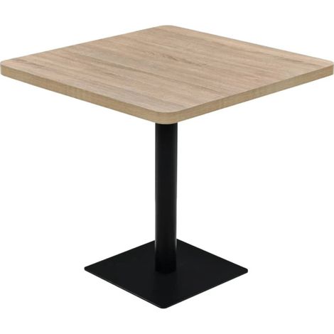Table de bistrot carrée ULKA 80cm - Bois et acier-Beige (1/5)
