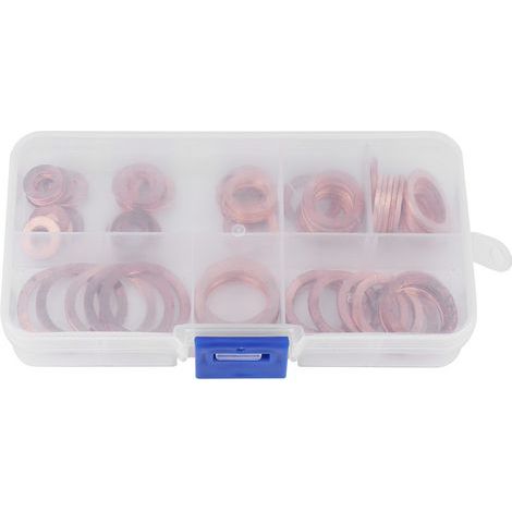 Kit de 80 rondelles métalliques en cuivre pour bouchon de carter, assortiment garage moteur avec boîte de rangement (1/5)