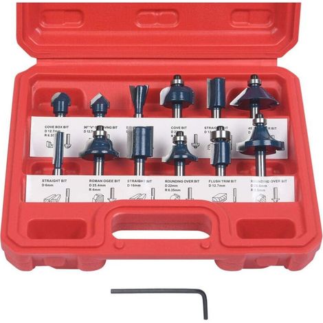 Fraises Defonceuse 6.35mm, Coffret De 15 Fraises Tige De 6.35mm 1/4", Coupe-Outils Pour Travail Bois à Pointe En Carbure De Tungstène, Tige Forets En Acier Forgé (1/5)