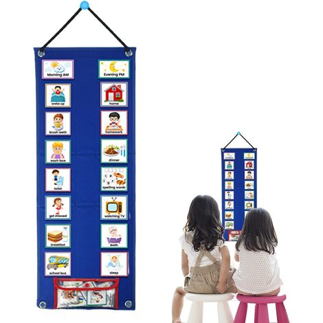 Tableau De Routine Visuelle Organisateur De Liste De Tâches Et De Emploi Du Temps Visuel Pour Le Et Le Soir Pour D'Âge Préscolaire Élèves Garçons (1/5)