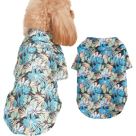 Chemise Pour Chien - Gilet À Motif Feuilles En Polyester Respirant - Vêtement D'Été Pour Animaux De Compagnie - Taille Unique (1/5)
